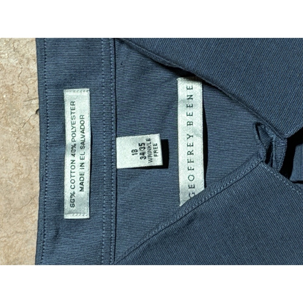 Geoffrey Beene Men's 34 Blue Solid Woven Long Sleeve Point Collar Button-Up - Picture 3 of 6